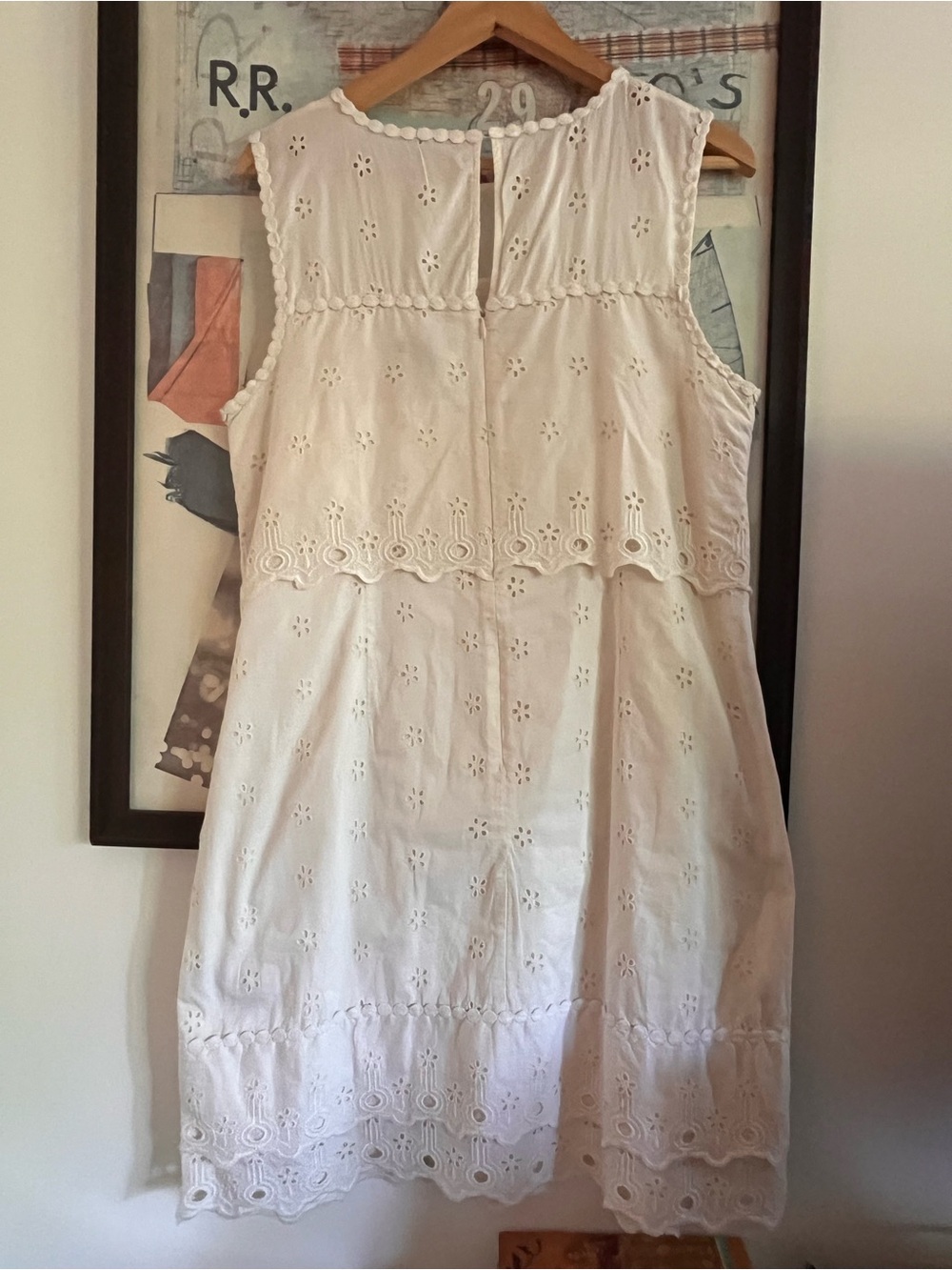 J. Crew 100% Cotton White Eyelet Tiered Embroidered Dress L - Picture 6 of 10